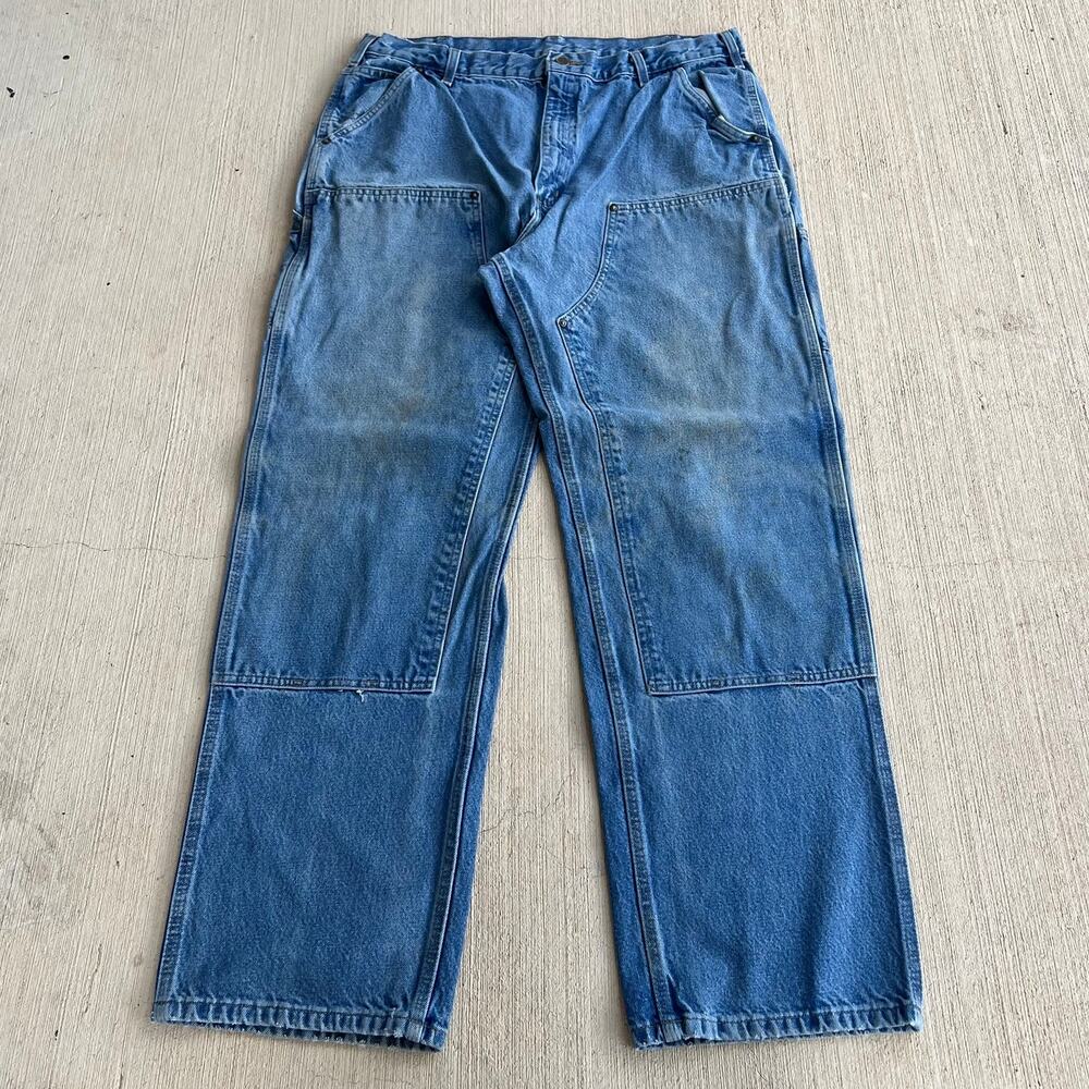 Carhartt B73 DST faded blue double knee work wear carpenter pants